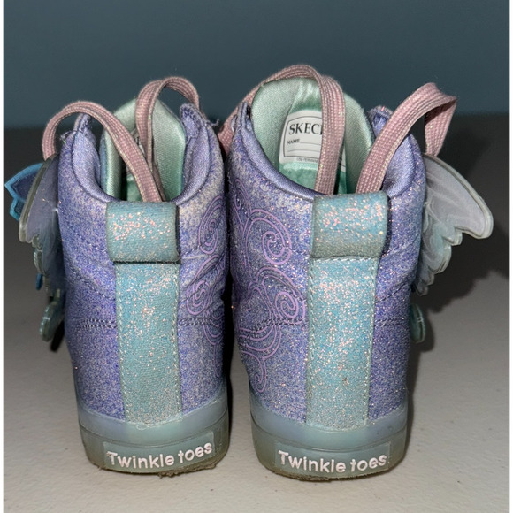 Twinkle Toes Skechers Girls 11C Sneakers Light Up Fairy Wings High Top Causal - Picture 7 of 13